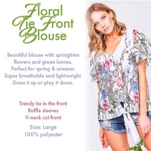 Floral Tie Front Blouse